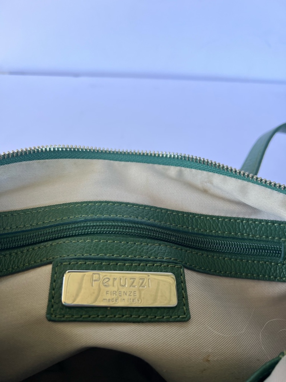 Peruzzi Firenze Green Leather Satchel | Made in Italy Structured Handbag - Picture 6 of 9
